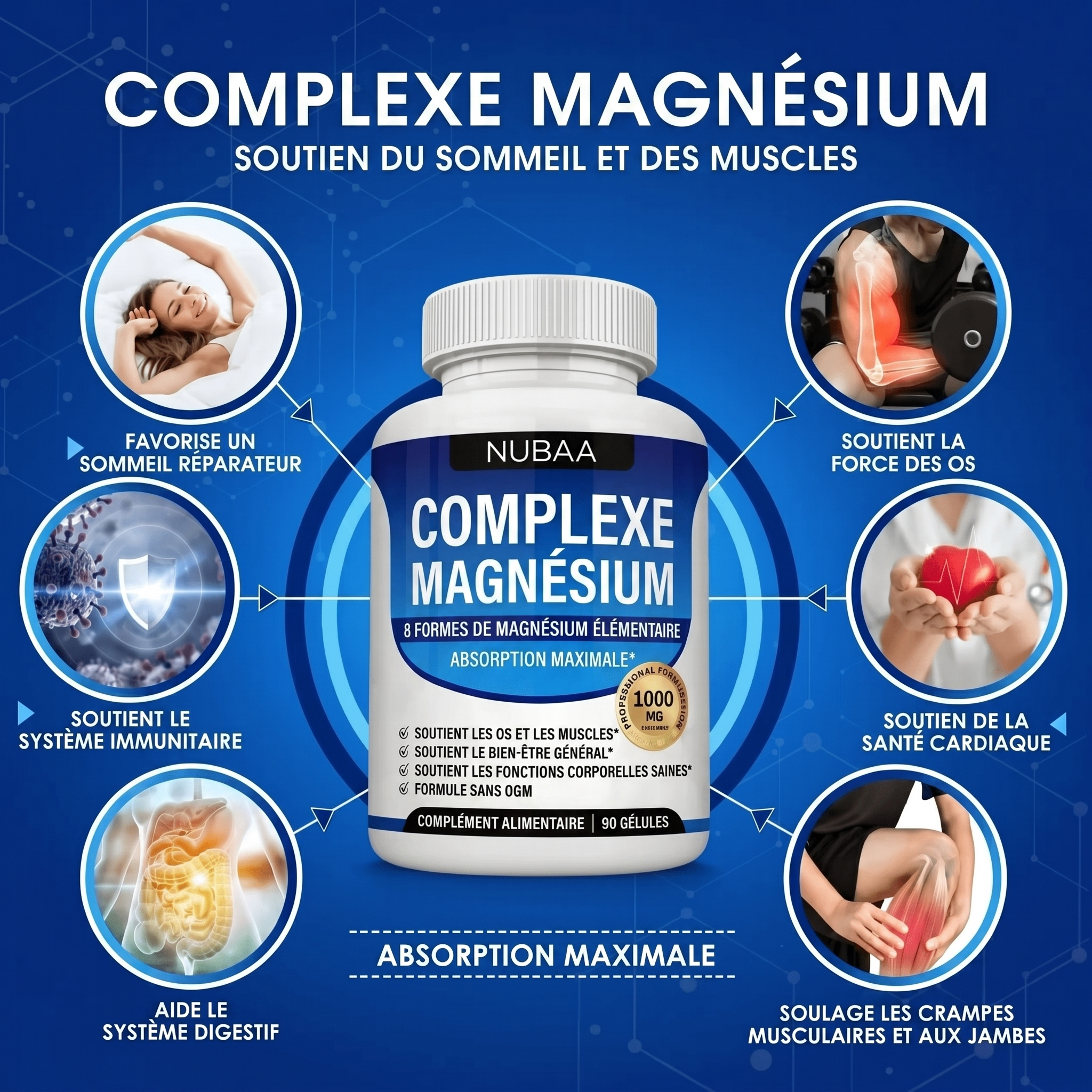 NUBAA Complexe de Magnésium — 8 Formes Biodisponibles